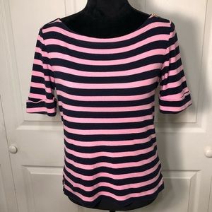 Lauren Ralph Lauren Pink & Navy Blue Shirt M
